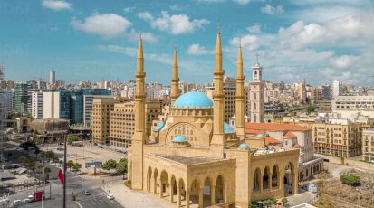 Aerial view of Mohammad Al Amin Mosque in Beirut downtown, Beirut, Lebanon
